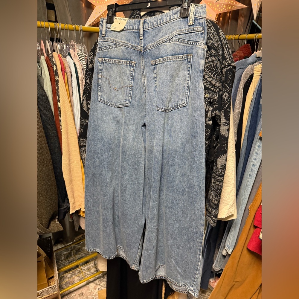 Free People Light Blue Wide Leg Flare Jeans - Picture 7 of 10